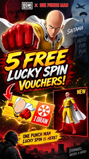 One Punch Man Free Lucky Spin Vouchers 😱 5 Free Spins! | BGMI #shorts