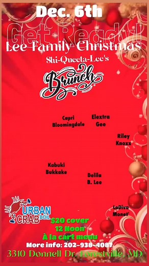23 reactions · 10 comments | We're Back!!!! Shi-Queeta Leee and her All-Star Cast of Celebrity Female Impersonators for the “Lee Family Christmas” ✨Female impersonation at its very best, Enter the magical world of illusion as your favorite divas dazzle right before your eyes. ✨Saturday December 6th ✨12pm ✨Cover Charge $20 ✨For More Information Call or Text 202-938-4087 ✨Address: 3310 Donnell Dr, Forestville, MD 20747 | Shi-Queeta Lee | Facebook