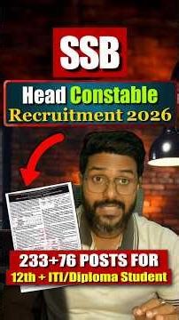 SSB Head Constable New Vacancy | SSB Tradesman Recruitment 2026 FULL DETAILS #governmentjobs