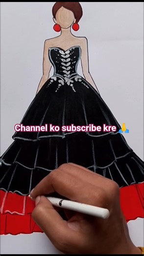 how to draw a beautiful gown sketch? 😍 #viral #shorts #art #fashionart #fashionillustration