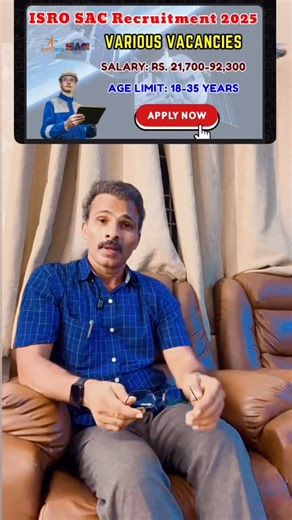 🛰️ *ISRO SAC Recruitment 2025 Notification Out!* 🛰️ 📐 *Posts* : Electrician, Lab Assistant and More Vacancy📐 🛰️ *Organization* : Space Applications Centre (ISRO SAC)🚀 📝 *Application Mode* : Online ✅ *Salary* : Rs. 21,700-92,300/- 🔢 *Age Limit:* 18 to 35 years 🔗https://www.isro-sac-recruitment-2025-apply-online-for-55-electrician-lab-assistant-and-more-posts-3027648 📅Application Period: 24-10-2025 to 13-11-2025 Don’t Miss Out - Apply Today! 📅 ✅ Share with Friends 👥 | 🗣️ Stay Updated!