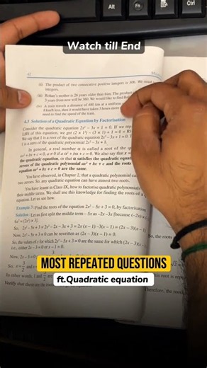 Class 10 Quadratic Equations Important Questions! 🔥