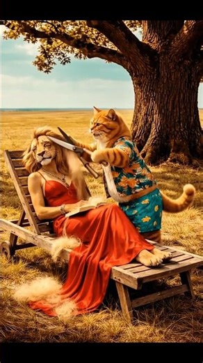 Lion vs Cat Fight | Big Lion Meets Small Cat | Unexpected Animal Encounter #lion #cat #animalfight