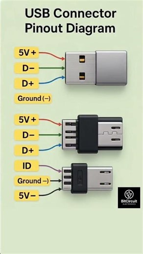 USB Connector Pinout Diagram.#viral#bitcircuit06#shorts