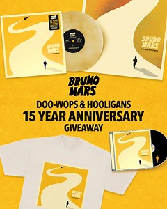 Enter to win a Doo Wops & Hooligans 15th anniversary prize pack including an exclusive vinyl, poster, and more! | Bruno Mars