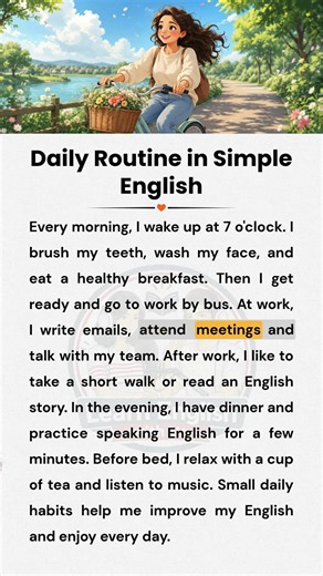 Daily Routine in Simple English | English Reading and Listening Practice #englishforbeginners