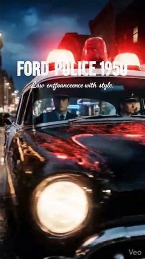 1950s police street scene with Ford Custom Police Car 1950