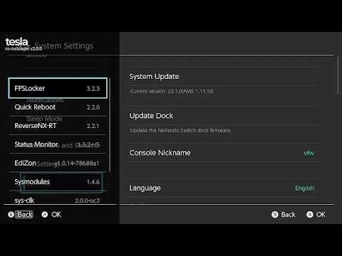 Tesla menu overlays pack 22.1.1 fps locker, sys-clk, status monitor, edizon, reversenx, quickreboot