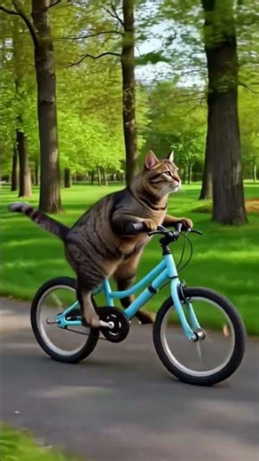 cat drive bicycle on road beautiful Caton #youtubeshorts #reels #viral #cartoon