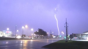 VIDEO: Line of storms with heavy rain, frequent lightning and gusty winds in Albert Lea, Minnesota Sunday evening. A tornado touched down around the same time just south of Mankato, MN on the west side of the bow echo. Severe weather possible again Monday afternoon/evening across northern IL/IN, northwest OH along outflow boundary. More significant severe weather for southeast SD into western MN possible on Tuesday afternoon, but that target area is subject to change based on the evolution of th