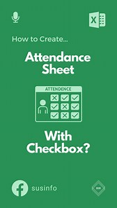 4.2K views · 27 reactions | Excel Tricks to Create Attendance Sheet with Checkbox! #Excel #exceltips #productivity #DataEntry #bookkeeping | SUS INFO | Facebook