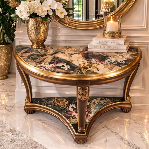 Venetian Rococo Console Table Hand Painted Gold Leaf Entryway Table Ornate Baroque Vintage Furniture Luxury Accent French Italian Decor - Etsy