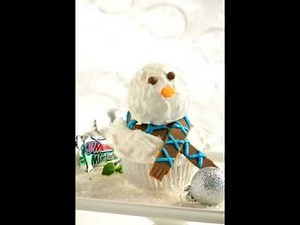 How to Decorate an easy snowman chocolate mint cupcake for Christmas