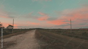 Amazing landscape of the sky painted in orange of the sunset