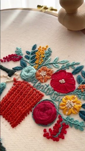 Embroidery bicycle,basket,Flowers, leaves ,letters free pattern free tutorial#shorts