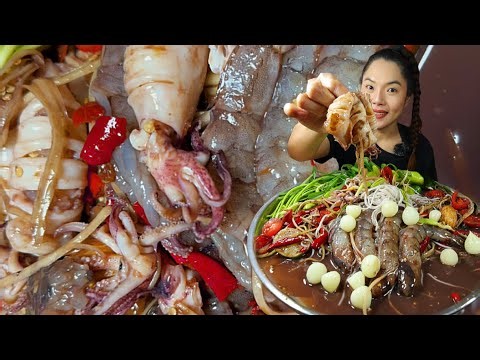 ตำซั่วหมึกไข่กุ้งสด หนึบๆเด้ง ซดน้ำปลาร้ากับกระเทียมโทนเข้าคักจ้า