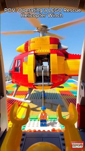 POV: Operating a LEGO Rescue Helicopter Winch