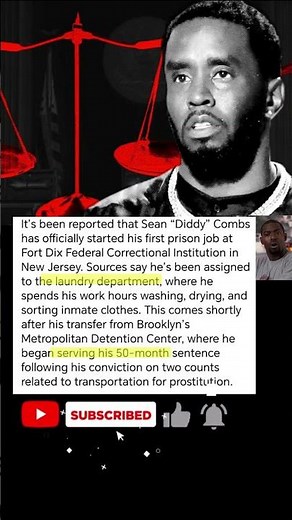 From Luxury to Laundry — Diddy’s SHOCKING Prison Assignment 🧺🚔