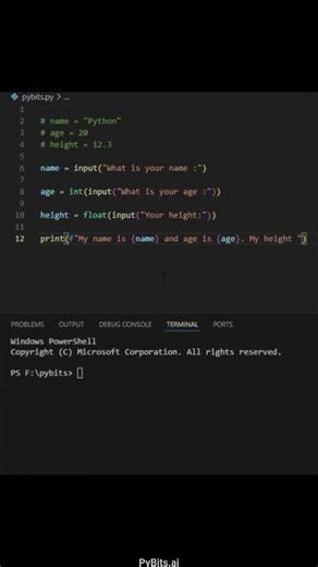 Python input() simple⌨️Beginner-friendly coding🤖 @pybits.ai #python #coding #learnpython #ai #pybits