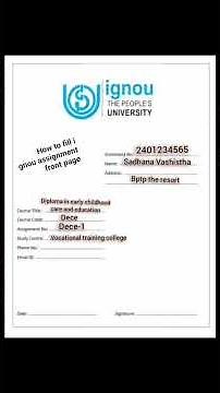 IGNOU Assignment Front Page Kaise Bhare / ignou assignment front page format 2026-27