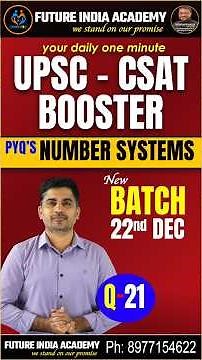 CSAT Number System Made Easy | UPSC PYQs | Daily Practice 📘 | Future India Academy