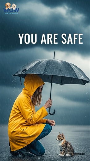 Woman Rescues Kitten Clinging To Life In The Cold Rain #rescue #cat #shorts