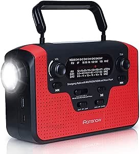 2300mAh Solar Hand Crank Emergency AM/FM/SW/NOAA Radio, Real NOAA Alert Weather Radio with SOS Alarm, TF Card Speaker, LED Flashlight & Reading Lamp, Phone Charger for Camping, Emergency