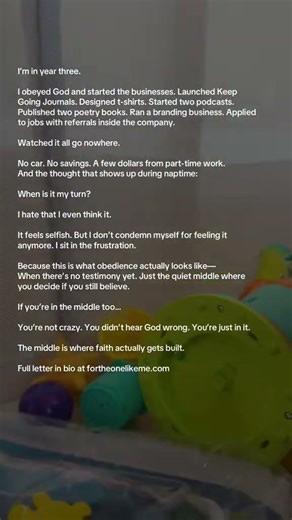 This is what obedience looks like. Check out the full letter at fortheonelikeme.com #relatable