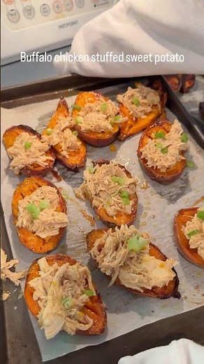 Buffalo Chicken Stuffed Sweet Potatoes