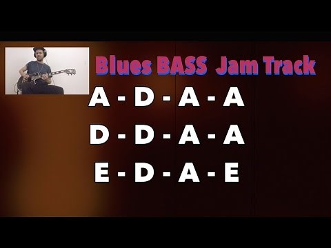 BASS Backing Track with guitar solo - Blues Shuffle (A)