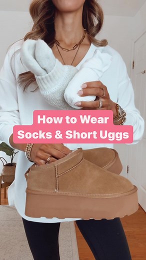 ❄️ How to wear socks and short uggs. Ive been wearing these socks on repeat this winter! Not only with uggs but also with sneakers too. ✨ Shop on my #amazonstorefront under Jan post #uggboots #uggslippers #socks