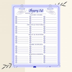 Shopping List Journal Keeping Track Printable List Classic Space Blue Cute Planner Printable PDF A4 A5 Letter Colorful List - Etsy Australia