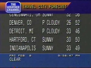 Weather Channel "J" Flavor Local Forecast February 8 1991