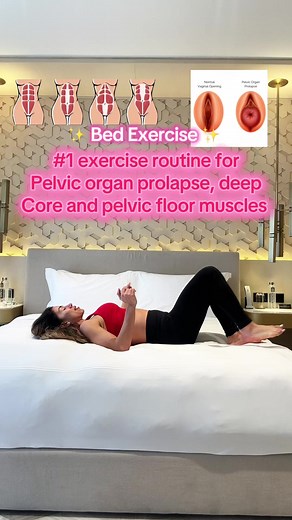 ✨ Ladies, if you experience pelvic organ prolapse, heaviness or just feel like your pelvic floor needs a little more love — try this gentle routine in bed with me. 🫶🏼 Think deep core pelvic floor connection, not pushing or straining. Take it slowly, breathe and listen to your body. 🤍 💗 3 PROLAPSE TOP TIPS: 1️⃣ BREATHE — don’t hold your breath. Exhale gently as you engage your deep core and pelvic floor. 2️⃣ Avoid straining. Whether you’re exercising, lifting or using the toilet, try not to b