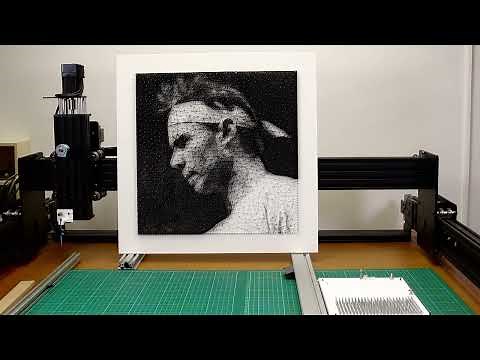 String art with a CNC Machine - full process (Rafael Nadal)