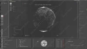 Futuristic Interface Of Satellite Location Analysis Software Tracking Mobile Signal. Analysis Of SIM Card Location By Satellite Tracking System. Satellite Scanner. Spy Location Search. Target Analysis