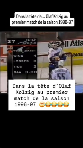 Phil The Poète on Instagram: "📬 Dans la tête d’Olaf Kolzig au premier match de la saison 1996-97 🤯😂😂😂😂 “Je me compte chanceux, tabarnak, de commencer la saison. Même si Jim Carey a gagné le Vézina l’année passée… Osti, en plus j’affronte Dominik Hasek comme premier match. Sacrament, va falloir que j’y aille en esti. Okay, je suis prêt, esti. Mange de la marde, Hasek, câlisse.” Le vestiaire est silencieux. Mais dans sa tête, c’est une guerre. Pas juste contre Hasek. Contre les attentes. Con
