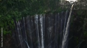 Drone video of a huge waterfall on the island of Java in Indonesia.