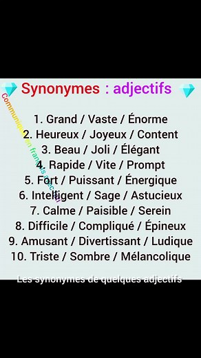 980K views · 5.7K reactions | #Synonymes #synonym #learning #français #frenchclass #françaisfacile #french #francais #grammaire | Communiquer en Français avec fati | Facebook