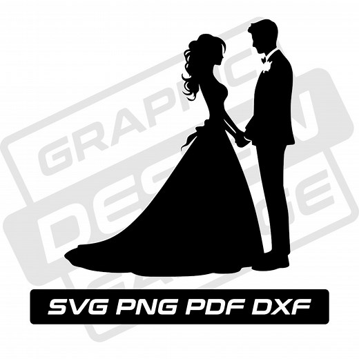 Bride and Groom Svg - Pdf - Png - Dxf - Wedding Couple - Commercial Use - Newlyweds - Silhouette - Clip Art - Instant Download - Married - Etsy