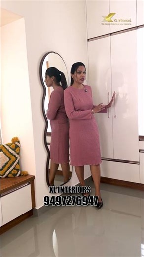 A well-designed dressing unit with a mirror.