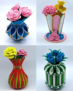 847K views · 11K reactions | Most beautiful flower pot making very easy tutorial at home - Room decorating ideas with eva glitter foam sheet paper flower vase #diy #flowervase #handmade #decor | Craftsome | Facebook