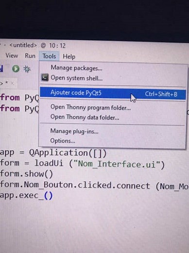 Création d'interfaces graphiques avec PyQt sur Thonny