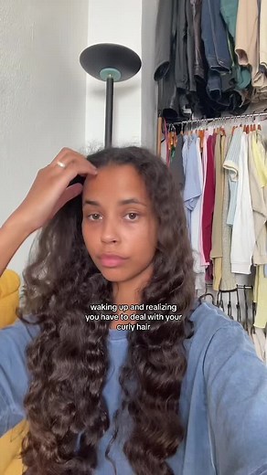 Least favorite moment of the day // curls, waves, textured hair whatever 🙃 #curls #curlyhair #curltok #dealingwithcurlyhair