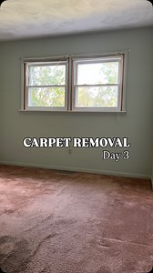 Only 1 room of carpeting left to remove! Next step is removing the MDF underlayment so we can install our new hardwood floors, which will hopefully be delivered sometime next week 😍 Stay tuned for more home DIY! #carpetremoval #bedroommakeover #diyhomerenovation #diyhomeproject | One More Project