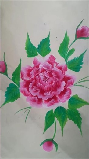 Beautiful One Stroke Pink Peony Flower Painting | Easy Acrylic Flower!!!