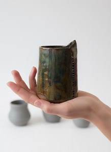 Ladder Design Ceramic Vase, Handmade Stoneware Planter, Unique Rustic Pottery - Etsy