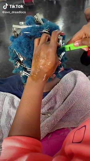 Blue Dreads Loc Extensions Installation in Atlanta