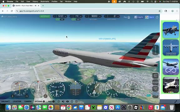 GEOFS Flying a B777 300ER from JFK to BOS in Gameplay