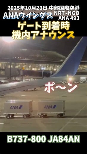 🎙️ANA Chubu Centrair International Airport Gate Arrival Announcement NRT-NGO #InflightAnnouncemen...
